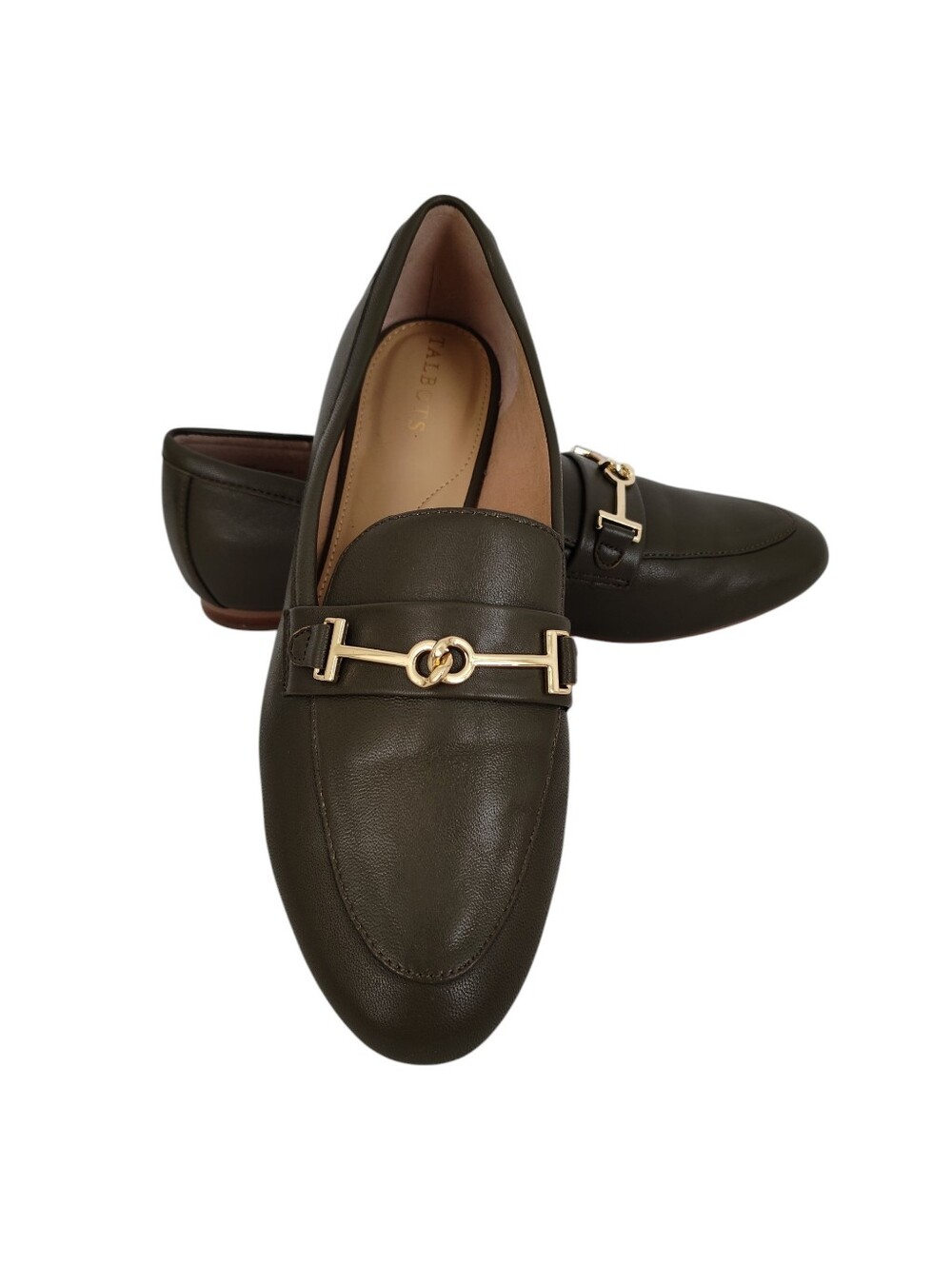 Talbots Ryan Bit Soft Nappa Leather Loafers Size 9.5 Olive Green Slip on Shoes